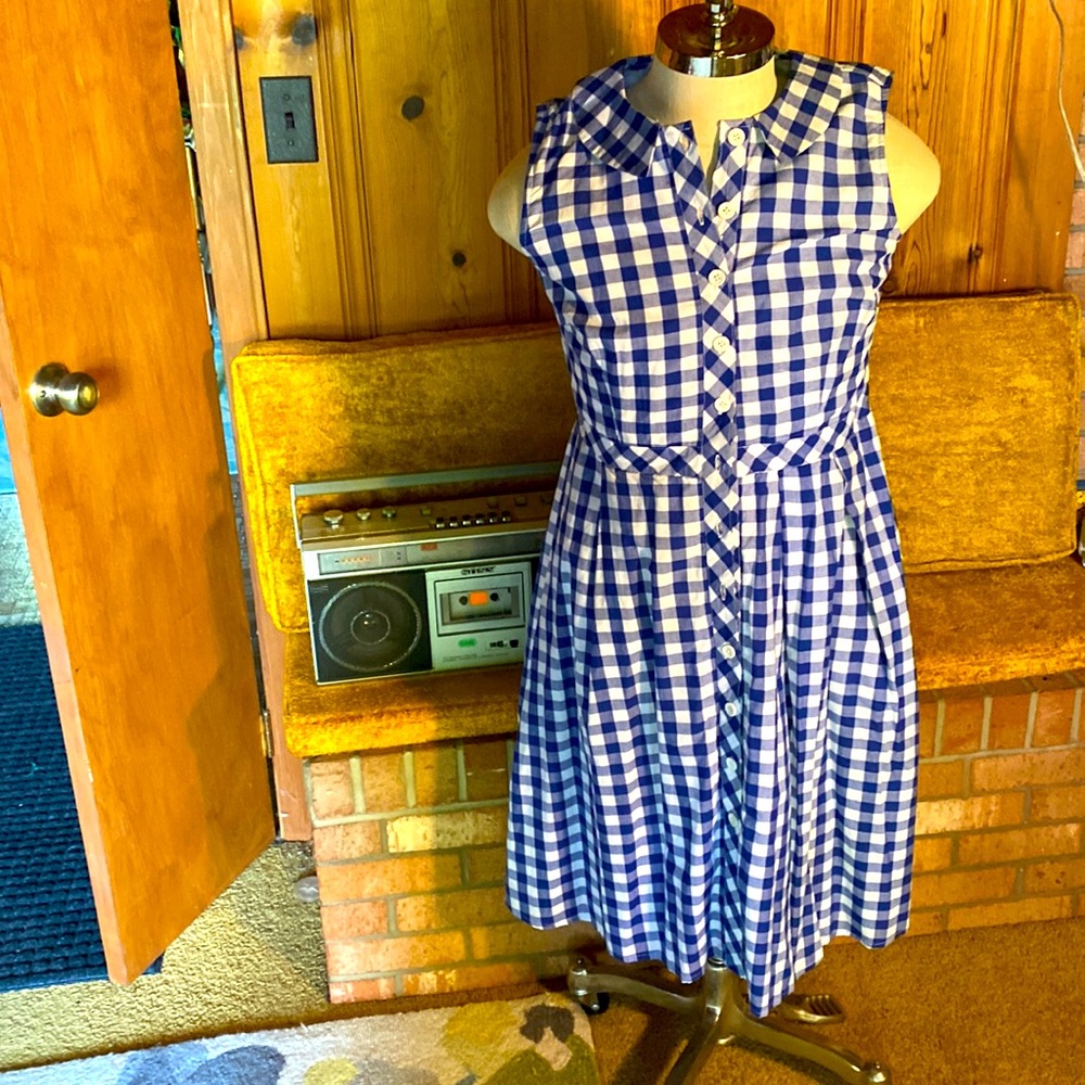 Blue gingham eshakti dress